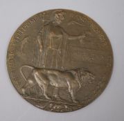 A WWI bronze death plaque to Robert Edwin Kibbey