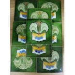 Nine Art Nouveau tiles