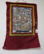 A Tibetan painted silk thangka