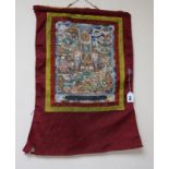 A Tibetan painted silk thangka