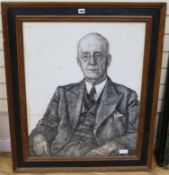 Roeland Koning, pencil drawing, Portrait of a gentleman, signed and dated 1953, 79 x 63cm