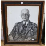 Roeland Koning, pencil drawing, Portrait of a gentleman, signed and dated 1953, 79 x 63cm