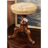 A Victorian piano stool W.42in