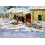 Leonid Vaishlya (b.1922)oil on boardWinter villagesigned and dated 196419 x 26.75in.