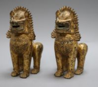 A pair of gilt bronze Kylin height 20cm