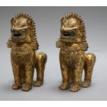 A pair of gilt bronze Kylin height 20cm