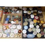 A collection of ceramic and other trinket boxes, including Wedgwood, Limoges, treen, soapstone,