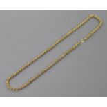 An 18ct gold rope-twist chain necklace, 15.5g, 48cm.