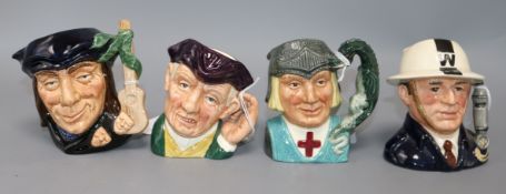 Four Royal Doulton small character jugs, including 'Ard of 'Earing, D6591, 'Scaramouche', D6561, '