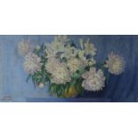 Andree Chevalier, oil on canvas, Still life of flowers in a vase, signed, 50 x 100cm