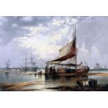 19th century Dutch Schooloil on canvasShipping along the Dutch coastindistinctly signed14 x 20in.