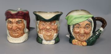 Three Royal Doulton 'Souvenir from Bentalls' small character jugs. including 'Sairey Gamp', D5528 (