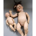 Two A M bisque headed dolls