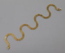 A 9ct gold brick-link necklace, 14.5g 44cm.