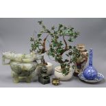 A group of Chinese items to include a hardstone koro, a vase, seal, etc.