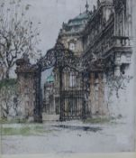 Luigi Kasimir, coloured etching, Belvedere Palace, Vienna, signed in pencil, 36 x 31cm