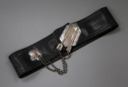 A Victorian military silver cross belt pricker, with chain and flower terminal and hexagonal