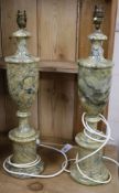 A pair of alabaster table lamps, with shades height 49cm excl. electrical fitting