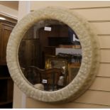 A 1950's illuminated wall mirror W.75cm