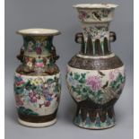 Two 19th century Chinese famille rose crackleglaze vases tallest 45cm