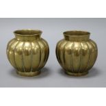 A pair of Chinese bronze fluted vases height 9.5cm