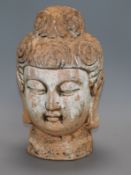 A terracotta head of Kwan Yu height 31cm