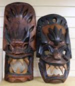 A pair of Philippines wood masks longest 65cm