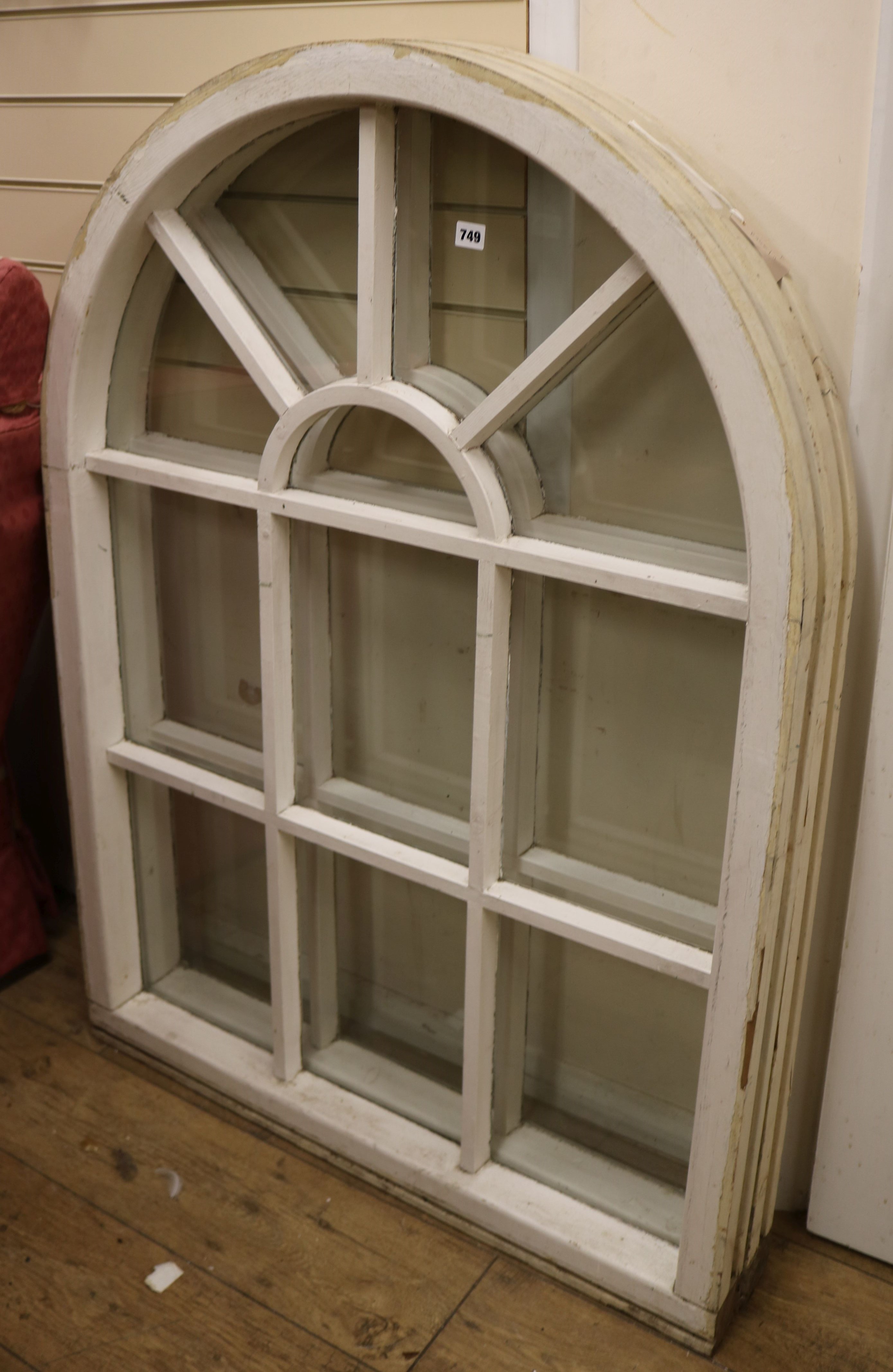 A pair of white painted windows W.92cm