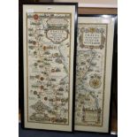 Pratt's, 2 High Test Maps, Plan of Scotland and a Map of the Great North Road, largest 93 x 37cm