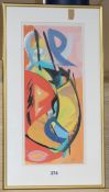 Martin Lanyon, gouache, Untitled, signed and dated '95 verso, 43 x 18cm