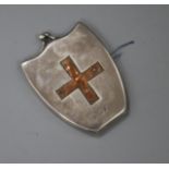 A late Victorian silver mounted shield shaped scissor/needle purse by Sampson Mordan & Co, London,