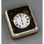 A George V silver and tortoiseshell mounted travelling watch case, Charles & Richard Comyns,