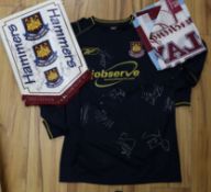 West Ham United Football Club, 2000s, player signed merchandise including six shirts, various flags,
