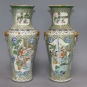 A pair of Chinese famille verte vases height 31cm