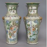 A pair of Chinese famille verte vases height 31cm