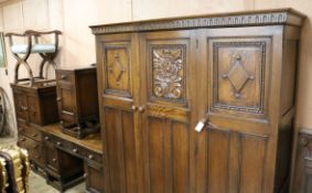 A four piece oak bedroom suite