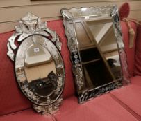 Two Venetian style wall mirrors 39 x 57cm