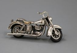 An Italian 925 white metal miniature model of a Harley Davidson, 68mm.