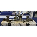 A spelter and marble Art Deco style figure signed "Mollins" on stand