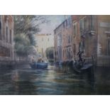 Albert Houghton, watercolour, The Marin Canal, Venice, signed, 34 x 46cm