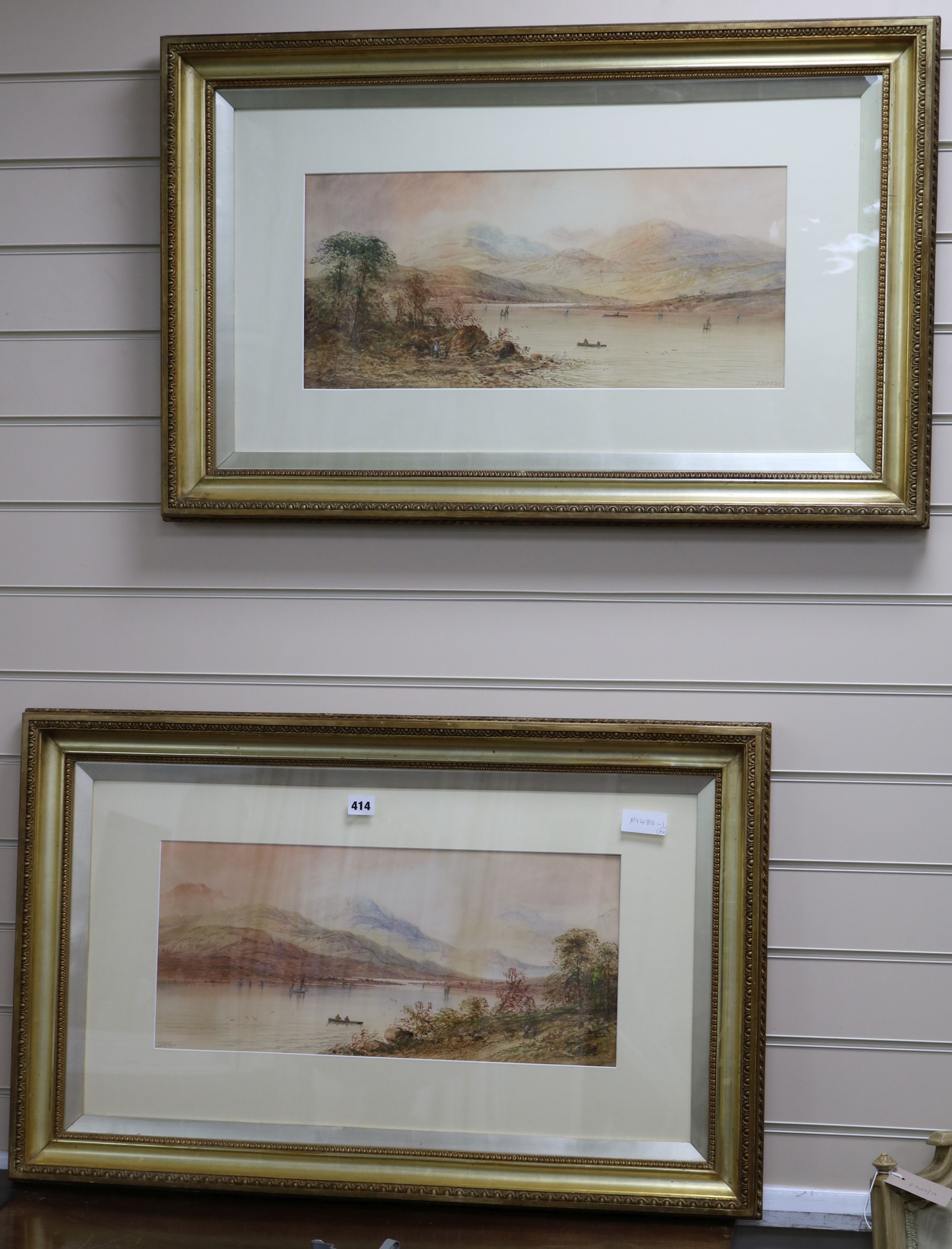 L. Lewis, pair of watercolours, Loch scenes, signed and dated '03, 24 x 54cm