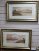 L. Lewis, pair of watercolours, Loch scenes, signed and dated '03, 24 x 54cm