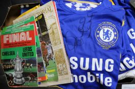 Chelsea Football Club c. 2004-2006 player signed merchandise including shirts, 2 flags and 4 photos,