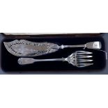 A cased pair of Victorian silver fish servers, John James Whiting, London, 1856, 10 oz.