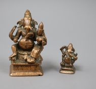 Two cast copper Indian figures of Ganesh