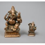 Two cast copper Indian figures of Ganesh