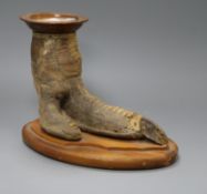 A taxidermic ostrich foot candlestick height 21.5cm