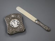 An Edwardian silver travelling watch case, Birmingham, 1902, with goliath watch and a late Victorian