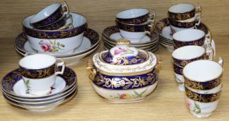 A 19th century Staffordshire part tea and coffee service decorated with flowers