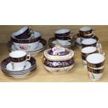 A 19th century Staffordshire part tea and coffee service decorated with flowers